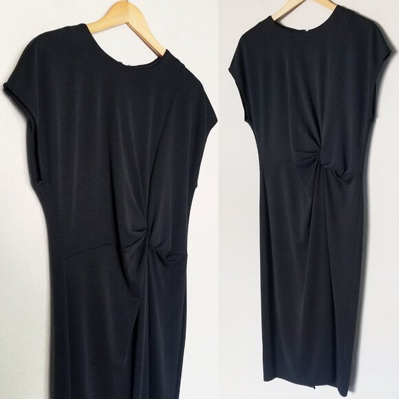 Halogen Nordstrom Twist Front Knit Sheath Dress In Black Size M Modal Blend $79 - Picture 15 of 15